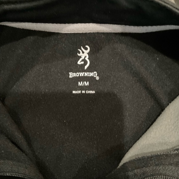 Browning Porter 1/4 Zip Pullover Black w/Grey Fleece Hunting Men’s Size Medium - Picture 7 of 9